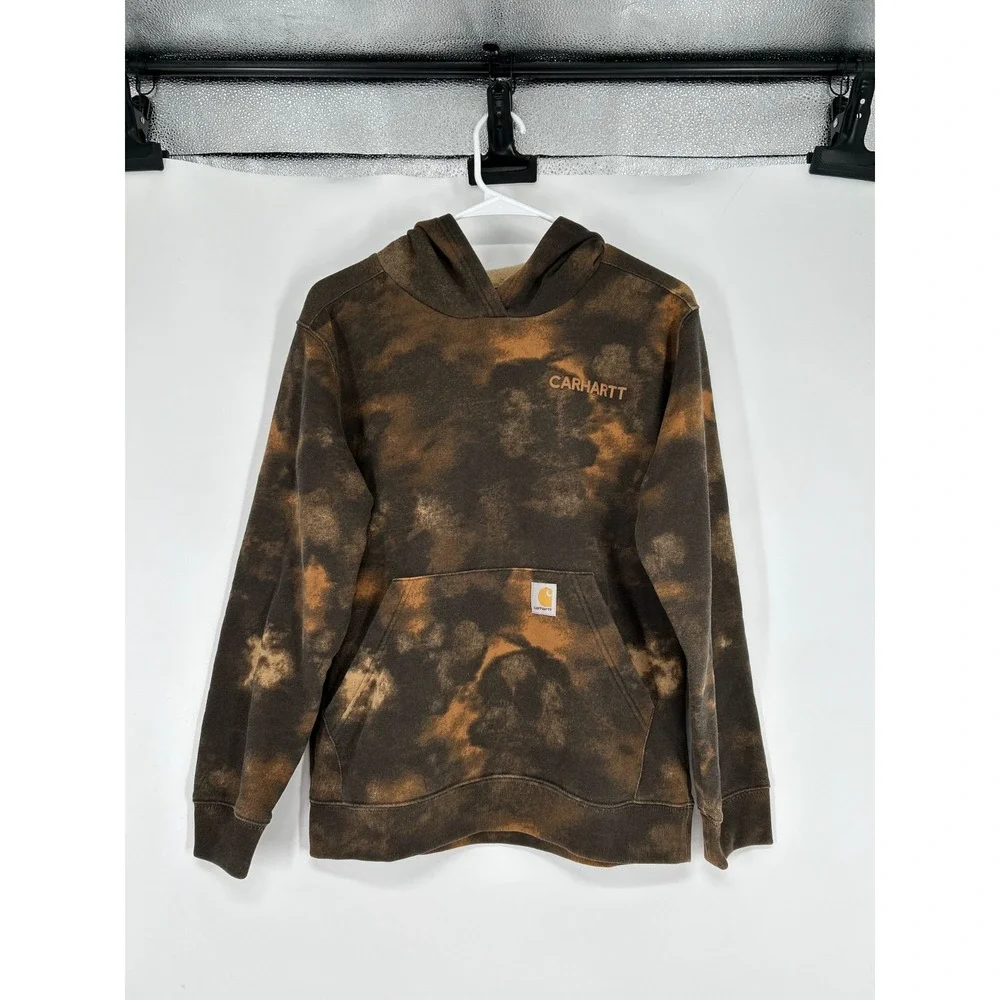 Carhartt Hoodie‎ Youth Boys Large 14-16 Brown Camouflage Camo Tie Dye Graphic